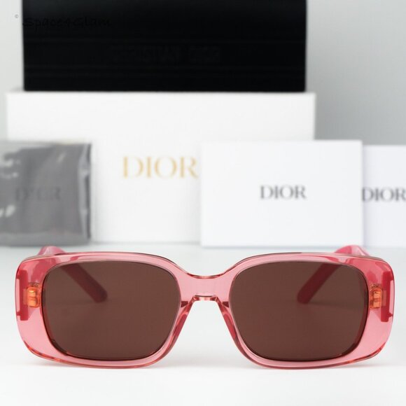Dior Men Sunglasses Fuchsia Bordeaux Rectangle WILDIOR S2U 73D0 NEW AUTHENTIC - Picture 1 of 12